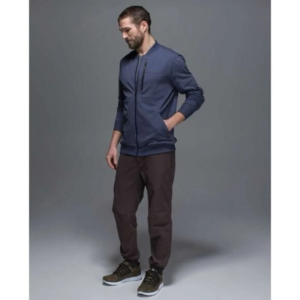 Lululemon Six‎ Pack Heathered Deep Navy Blue Athletic Bomber Jacket